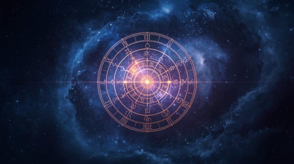 alt="financial astrology and money insights chart showing zodiac signs with credit, investment, and career growth forecast on a modern cosmic background"